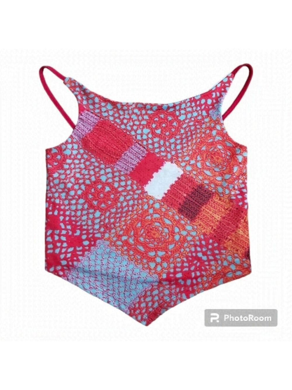 LUX Girls Paisley Bikini Open Back Polyester Blend Bathing Suit Top - Size Large
